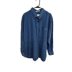 Orvis Long Sleeve Button Front Shirt Blue Sz XXL Business Casual Formal Wear